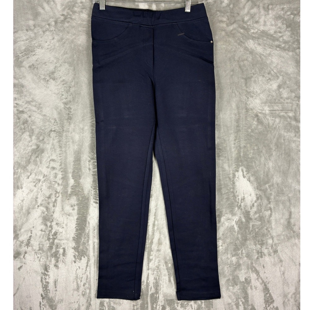 James Lakeland Navy Blue Pull On Trousers Made in Italy Slim Leg Pants Woman's 8